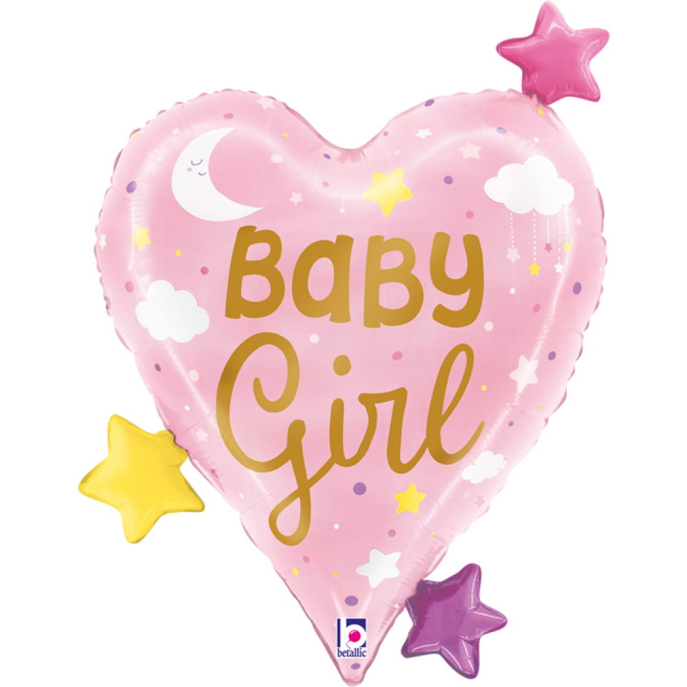 ''BABY GIRL'' ΜΕΤΑΛΛΙΚΟ ΜΠΑΛΟΝΙ ΣΕ ΣΧΗΜΑ ΚΑΡΔΙΑ 64 CM.